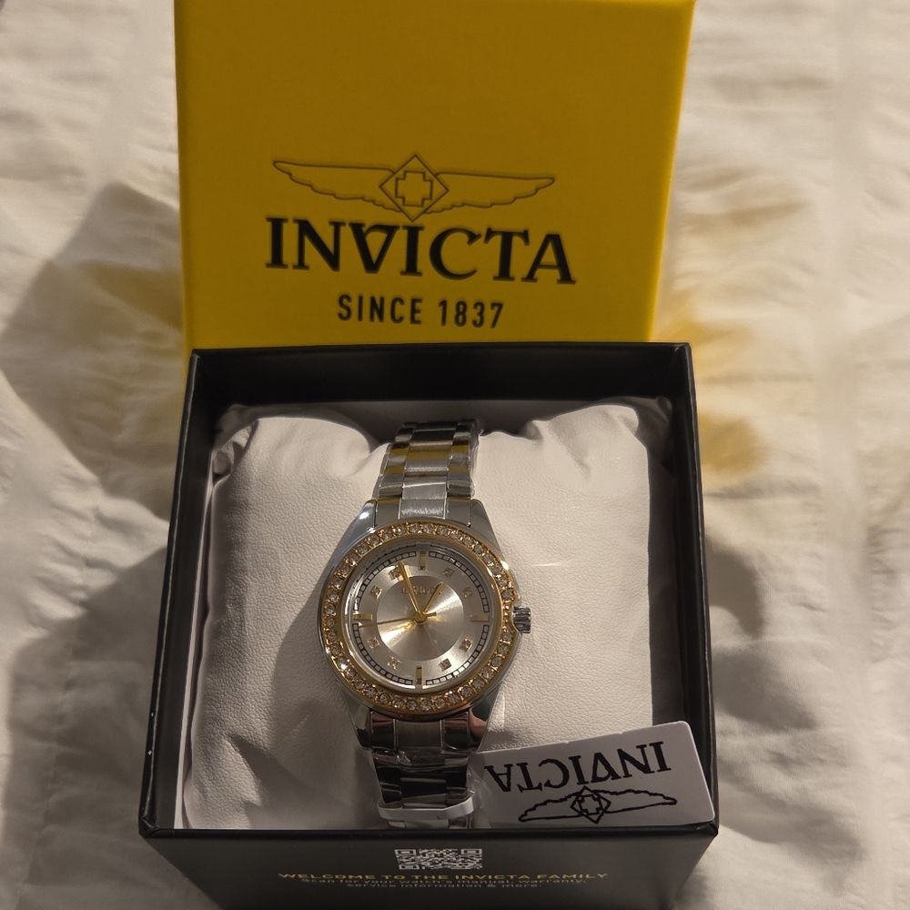 Invicta Silver and Gold Women's Watch with Crystal Accents - Picture 7 of 7